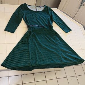The Limited Green Striped 3/4 Sleeve Dress